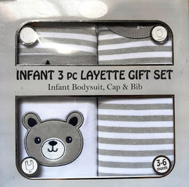 Infant 4 Piece Layette Gift Set - Grey Bear