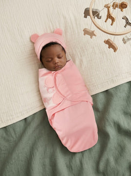 2pc Solid Colour Baby Swaddling Blanket - Pink