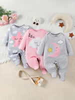 3PC Baby Romper Set - Clouds, Moon & Stars