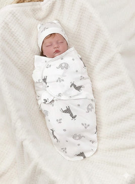 2pc Baby Swaddling Blanket - Elephant & Giraffe