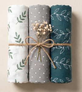 3-Pack Silky-Soft Cotton Muslin Swaddles -  Serenity
