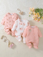 3PC Baby Girls Romper Set - Bears & Bows
