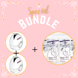 Bundle Deal - 2 x Hospital Grade Wearable Breast Pump & Breast Milk Storage Bags (30Pcs)