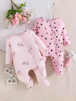 2PC Newborn Romper Set - Cats & Hearts