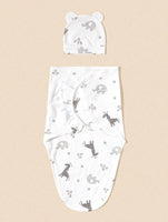 2pc Baby Swaddling Blanket - Elephant & Giraffe