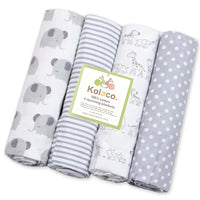 4 Pcs Cotton Baby Receiving Blanket - Animals