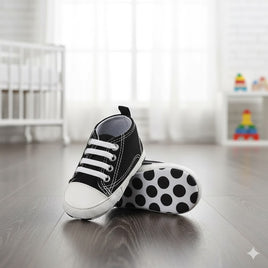 Baby Boy Sneakers - Black Polka Dots
