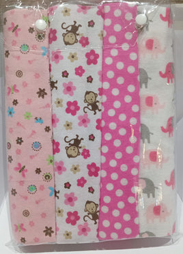 4 Pcs Cotton Baby Receiving Blanket - Pink Jungle