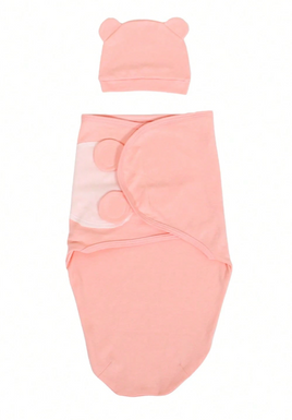 2pc Solid Colour Baby Swaddling Blanket - Pink