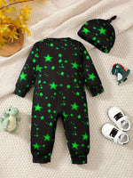 Baby Long Sleever Romper & Hat - Dinosaur