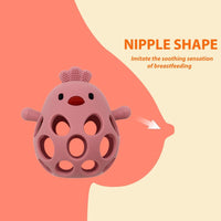 Silicone Chick Teething Toy with Rattle - Beige