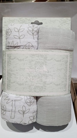 2Pc Set Cotton Muslin Baby Blanket