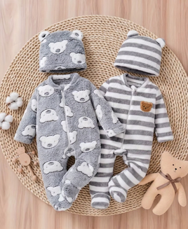 2pc Baby Winter Romper Set - Snuggly Bears