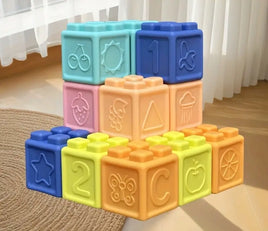 Soft Squeeze Baby Building Blocks - 12Pc
