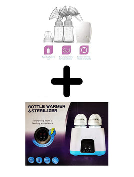 Double Electric Breast Pump & Double Electric Bottle Warmer Sterilizer Combo