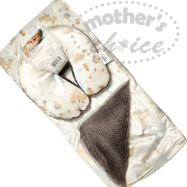 Baby Travel Blanket And Pillow - Beige Dinosaur