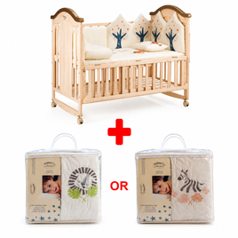 Bebivata Baby Cot & 4 Piece Baby Bedding Set