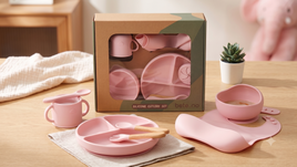 Baby Silicone Feeding Set - Pink