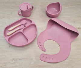 Eco-Friendly Silicone Baby Feeding Set - Light Pink