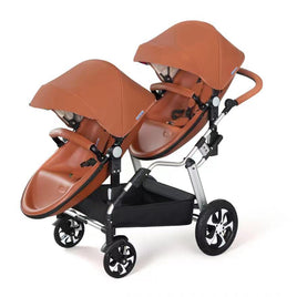 Belecoo Luxury Eggshell Twin Baby Stroller - Brown