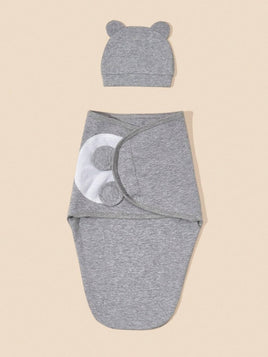 2pc Solid Colour Baby Swaddling Blanket - Grey