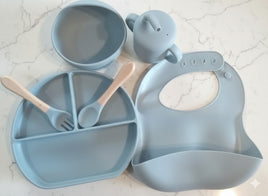 Eco-Friendly Silicone Baby Feeding Set - Light Blue