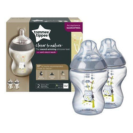Tommee Tippee - Closer To Nature 260ML 2 Pack Decorated Bottle - Boy (0M+)