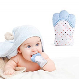 Baby Teething Mitten Available in blue , pink and green