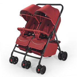 Double Sided Twin Stroller - Maroon