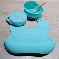 Silicone Baby Feeding Set - 3 Piece - Light Blue