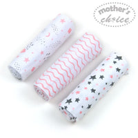 3 Pack Baby Flannel Receiver Blanket - Girls Stars