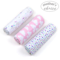 3 Pack Baby Flannel Receiver Blanket - Girls Unicorn