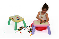 2-in-1 Drawing & Building Table - Purple/Pink