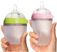 Silicone Natural Feeding Baby Bottle - Pink - 250ml