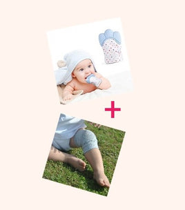 COMBO DEAL - 1 x Baby Teething Mitten & 2 Pairs Baby Knee Pads