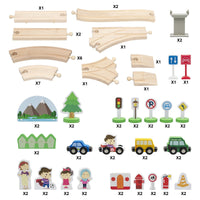 Wooden Train Set - Multi Bridge - 80pcs